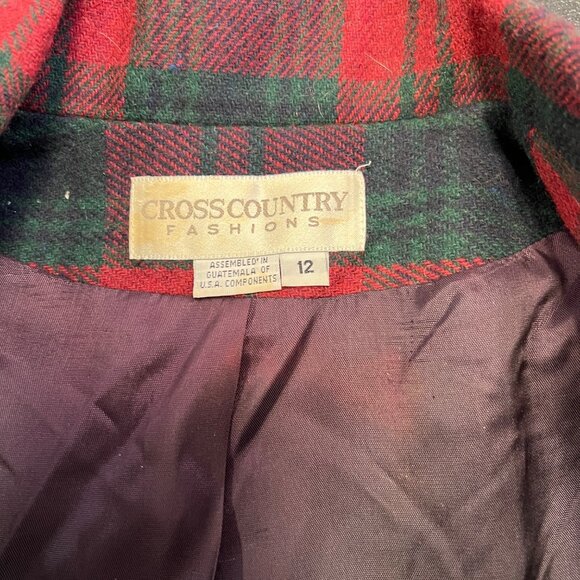 VTG Cross Country Fashions women’s Plaid Blazer Jacket Size 12 Wool Academia - Picture 3 of 8